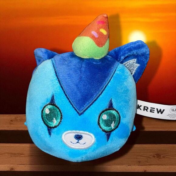 Krew District Funneh Plush Teddy Head Cat Love U Pillow Cushion Stuffed 6" Blue - Picture 12 of 12